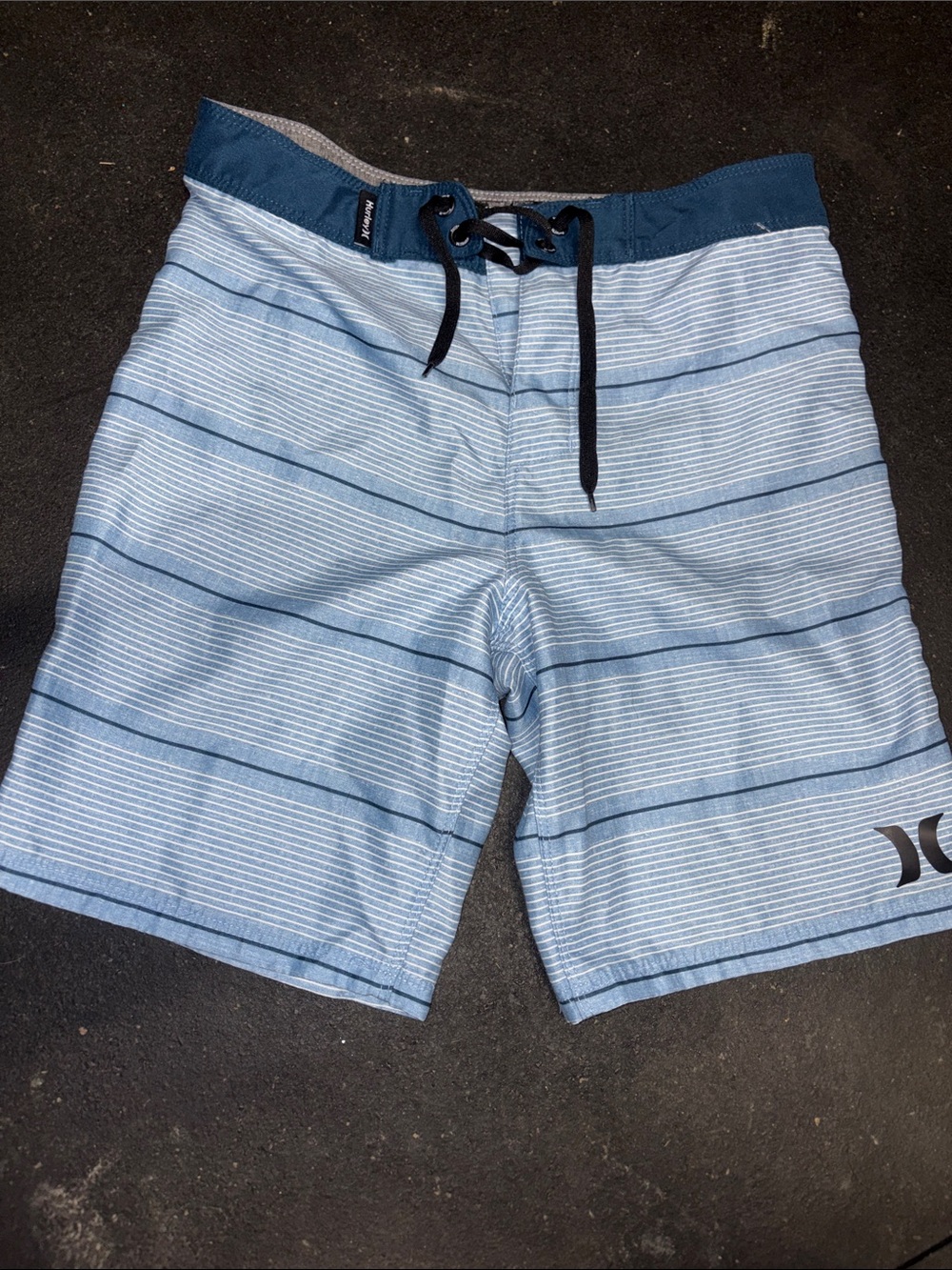 Hurley Light Blue and Navy Striped Men’s Board Shorts